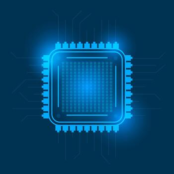 Microchip processor artificial intelligence machine banner background design vector