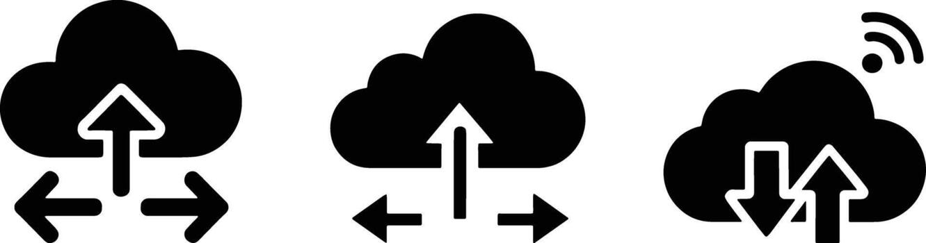 Cloud computing data sync and network connection icons vector