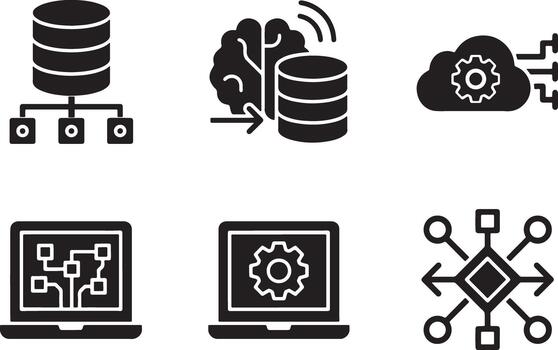 Network server cloud database and digital icons vector