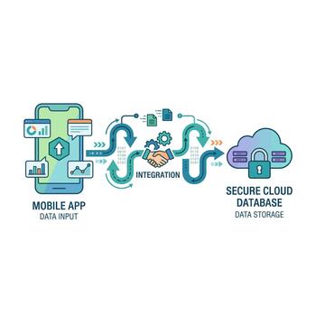 Secure data integration from mobile application to cloud database vector