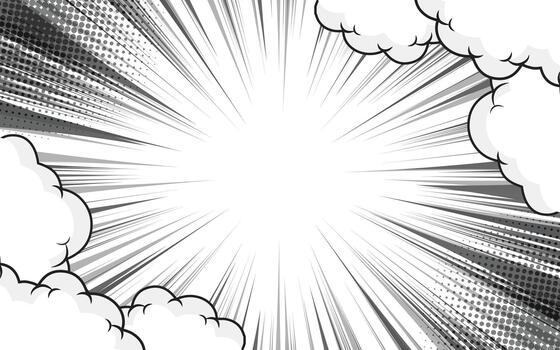 comic background with zoom effect and cloud elements vector