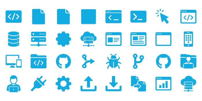 Web Development and Programming Icon Set vector