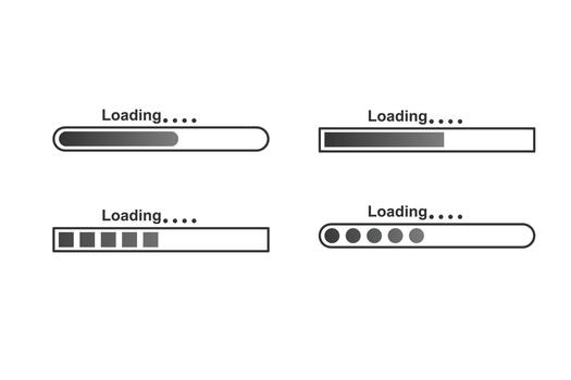 digital Progreso cargando bar sitio web datos proceso icono conjunto vector