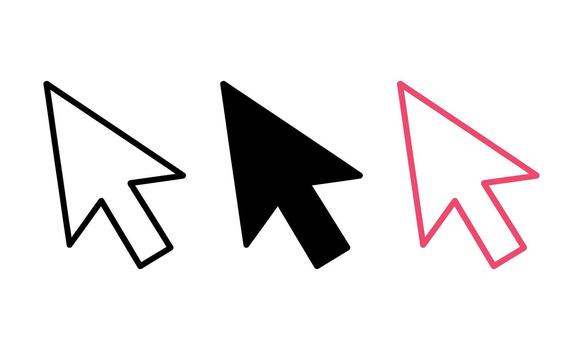 Three different computer mouse cursor styles vector
