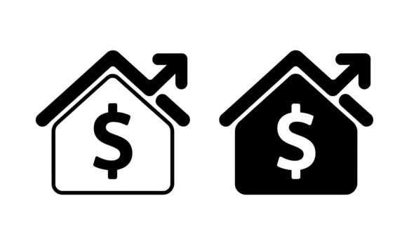 House price increase and decrease icon with dollar sign vector