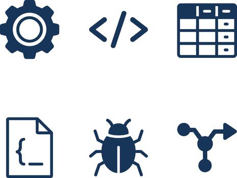 Software Development and Programming Icons Set Collection vector
