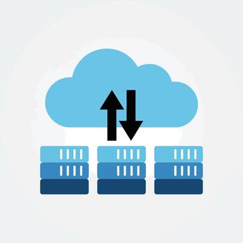 Cloud storage syncing with server databases vector