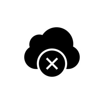 Cloud computing error disconnected cross mark solid icon vector
