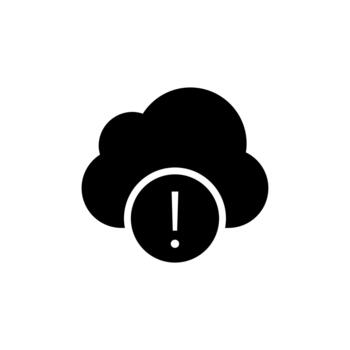 Cloud computing warning exclamation mark alert solid icon vector