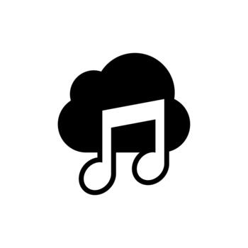 Cloud computing music audio sound track solid icon vector