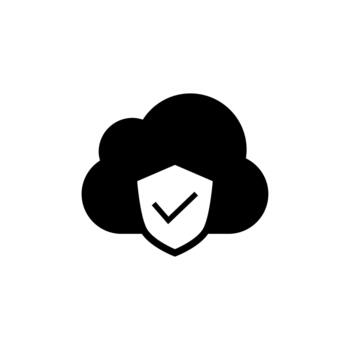 Cloud computing shield security protection safe solid icon vector