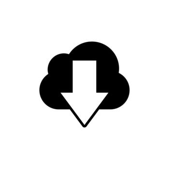 Cloud computing download arrow save data solid icon vector