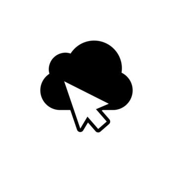 Cloud computing cursor arrow click selection solid icon vector
