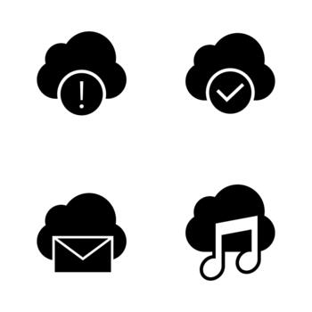 Cloud computing alert message multimedia check solid icons vector