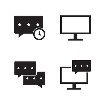 Desktop chat and timer solid set vector