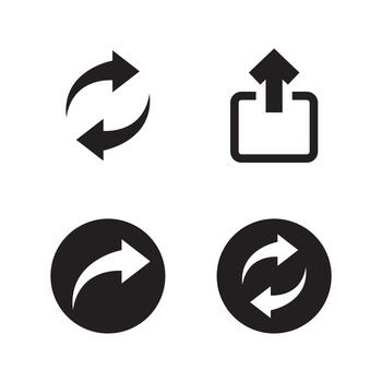 Navigation arrow and sync solid set vector