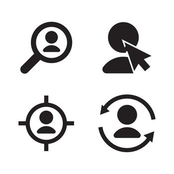 User Action Target Solid Icon Set vector