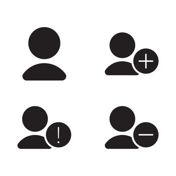Basic User Management Solid Icon Set vector