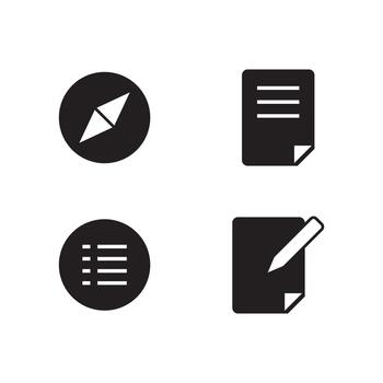 Solid Compass Document List Edit Icon Set Collection vector