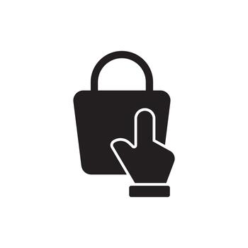 Shopping bag touch interaction hand solid vector