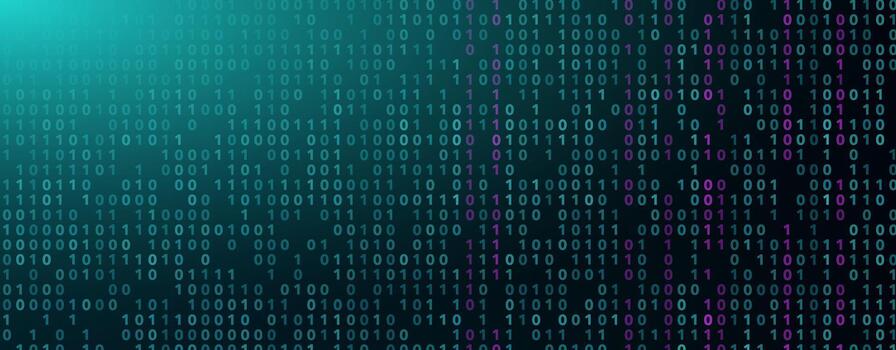 1 0 Binary Code, Abstract Matrix Turquoise Pink Background for Computer Data Digital Technology, Cybersecurity, SaaS, Software Cyber Tech Pattern. Network Texture Programming BG. Backdrop. vector