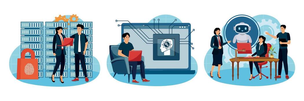 Big Data Concept. Artificial intelligence. Machine learning studies. vector