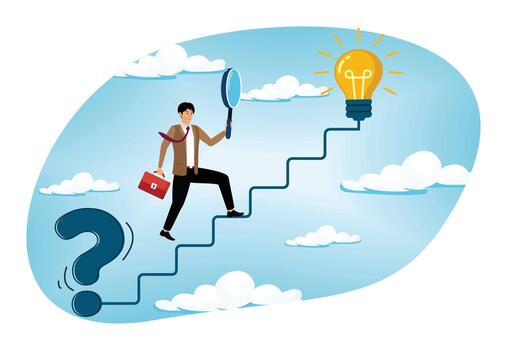 Problem solving and finding solution to solve problem. vector