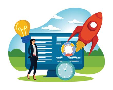 Project implementation concept. vector