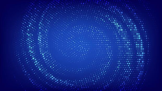Binary code background with digits 1 and 0 forming a swirling circular pattern. Digital binary data and streaming code. Coding, software, programming and technology background. vector