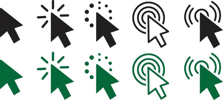 cursor puntero y objetivo icono conjunto vector