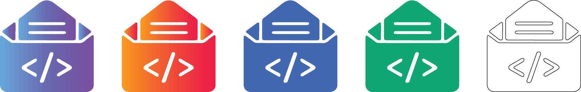 Code document folder programming icon set vector