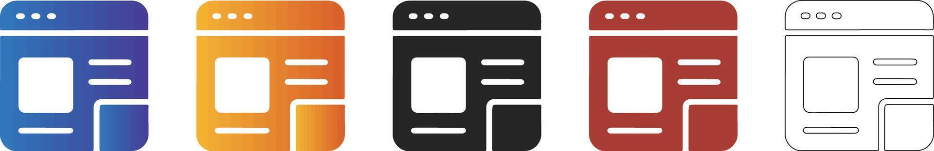Web browser interface window icon vector