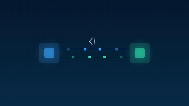 Animated Api integration modules data exchange sky cloud loop video
