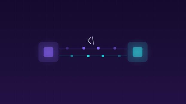 Animated Api integration modules data exchange violet cloud loop video