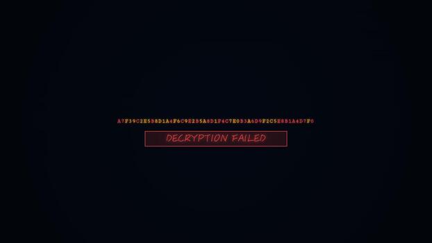Digital Decryption Failed Error Screen with Hexadecimal Code video