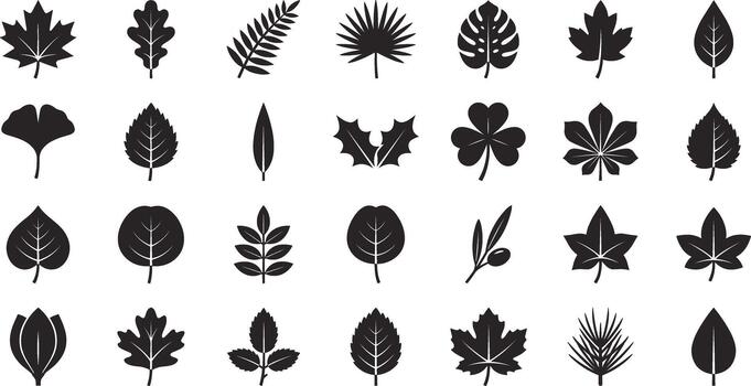 Leaf Silhouette Elements Set vector