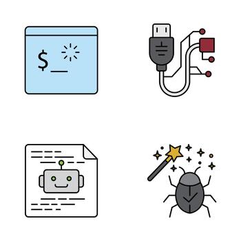 software desarrollo y programación icono conjunto vector