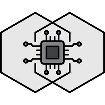 Microchip Processor Icon with Hexagonal Background vector