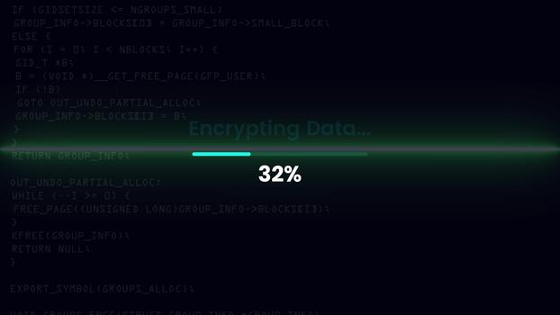 Encrypting data with running code animation featuring cyber security decryption process video