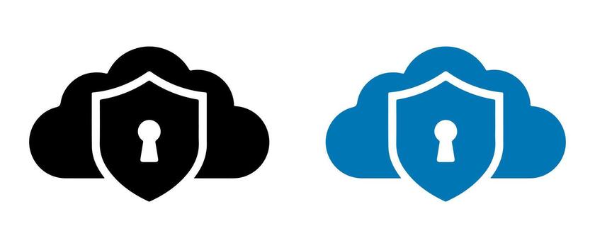Cloud Icons Representing Secure Cloud Computing and Data Privacy. vector
