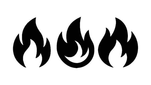 Fire Flame Icon Set Solid Black vector