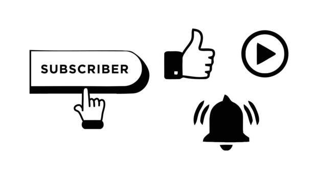Subscribe Button Icon Set Solid Black vector