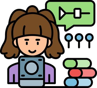 creativo en línea aprendizaje ilustración para tecnología interfaces vector