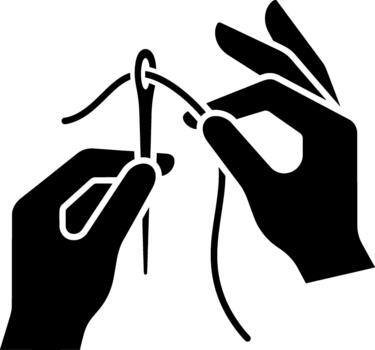 Threading String Into Sewing Needle vector