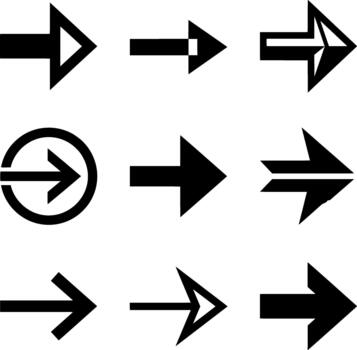 Bold Solid Black Arrow Set vector