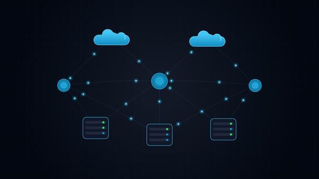 nuage l'informatique réseau avec bleu des nuages video
