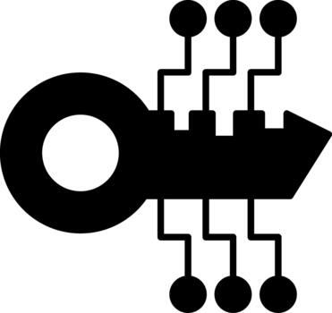 distintivo digital llave símbolo para creativo proyectos sólido vector