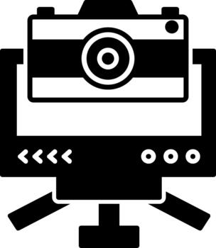 distintivo cámara símbolo para creativo proyectos sólido vector