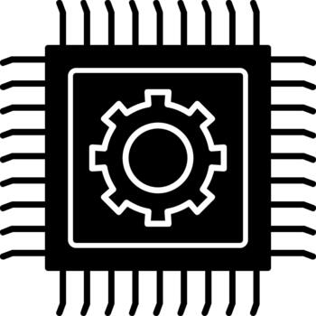 Cpu Design Symbol for Mobile App Interfaces Solid vector