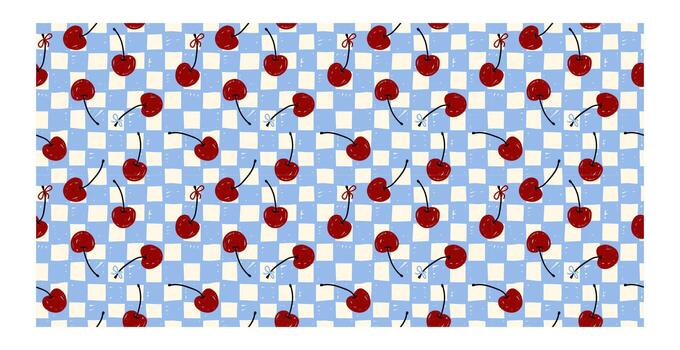Cherry Seamless Pattern Gingham vector